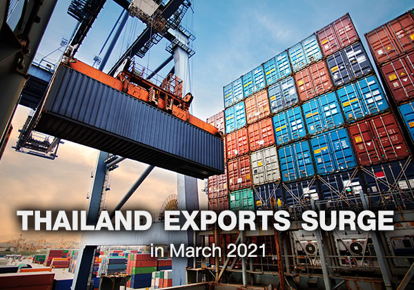 Thailand Exports Surge in March 2021